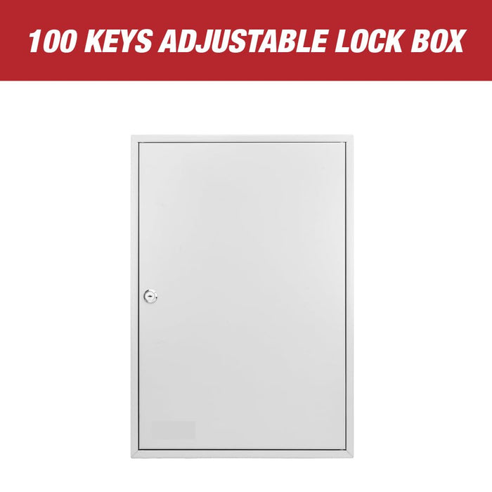 LAUCO 100-Key Wall Mount ﻿Cabinet Box ﻿with Security Key Storage Box Steel, Key Organizer with 100 Colorful Key Tags, ﻿Safe Storage Key Holder Locker Box, Light Grey, 14.96" x 3.15" x 21.65" (100 Key)