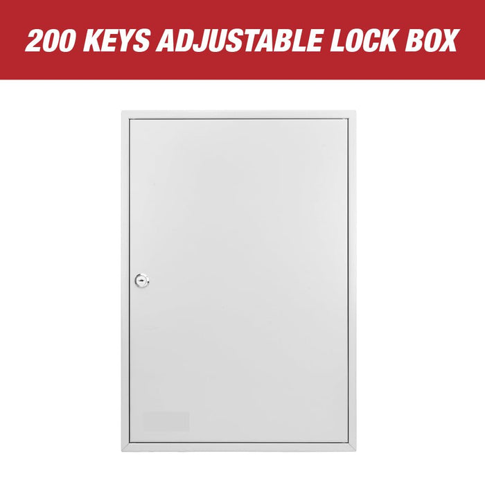 LAUCO 200-Key Wall Mount ﻿Cabinet Box ﻿with Security Key Storage Box Steel, Key Organizer with 200 Colorful Key Tags, ﻿Safe Storage Key Holder Locker Box, Light Grey, 14.96" x 6.15" x 21.65"