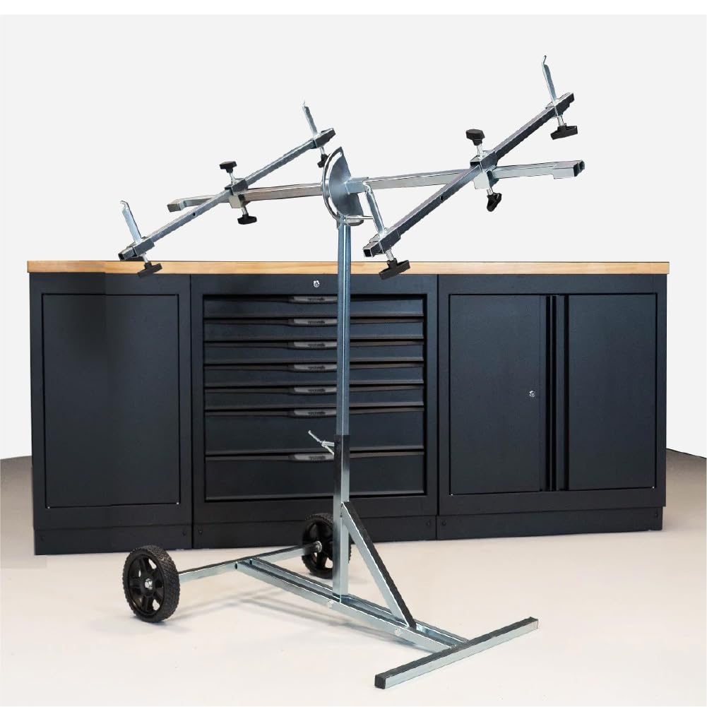 LAUCO Rotating Panel Repair Paint Stand (4571) – Adjustable 180° Swivel Automotive Panel Stand with Wheels for Doors, Bumpers, Wings, and Body Panels – Heavy Duty Repair and Paint Rack HM-ESCR-061N