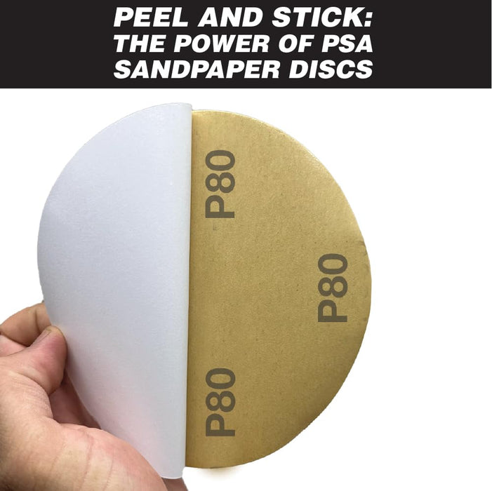 6” Premium Ceramic Orange PSA Discs - 80 Grit (Box of 50) - No Hole, self Adhesive Random Orbital Sander Discs for Sanding Polishing on Fiberglass, Metal, Wood (GRIT 80)