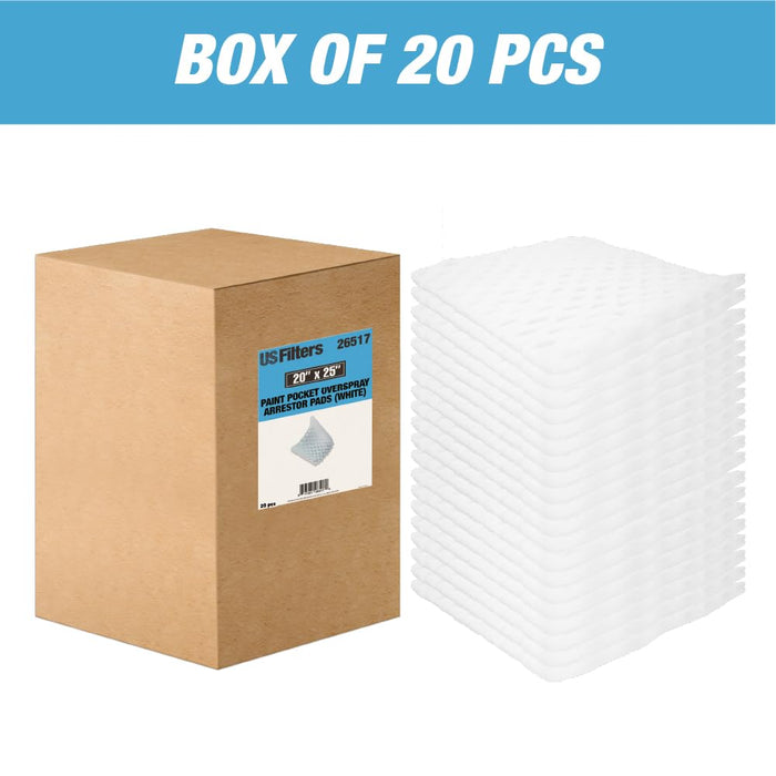 Paint Pocket Overspray Spray Booth Exhaust Filters 20 x 25 Inch (20 Pack) – High Capacity Paper Arrestor Pads for Automotive & Industrial Paint Booth Filtration 26517