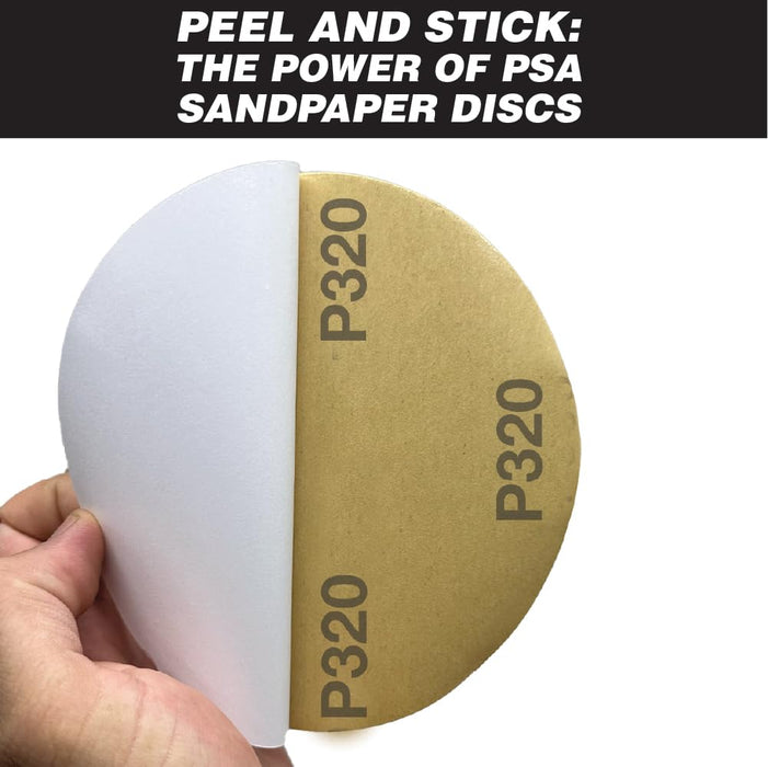 6” Premium Ceramic Orange PSA Discs - 320 Grit (Box of 50) - No Hole, self Adhesive Random Orbital Sander Discs for Sanding Polishing on Fiberglass, Metal, Wood (GRIT 320)