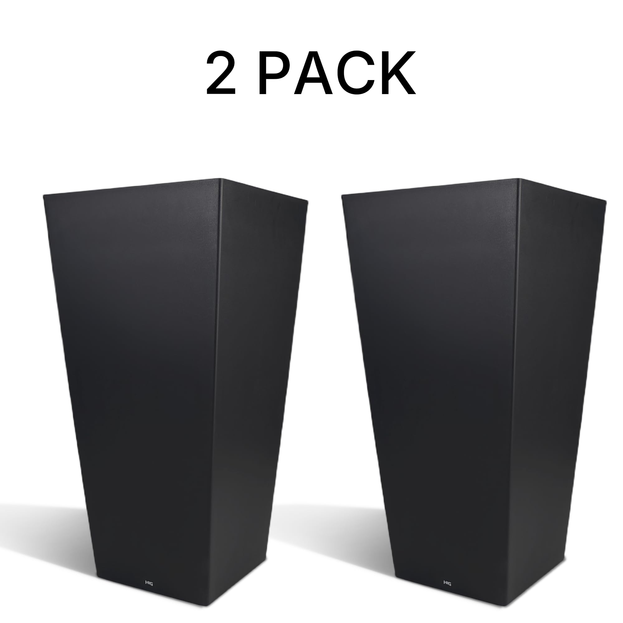 Tall Black Planter 30 Inch Modern Tapered Square Flower Pot for Indoor & Outdoor Use, Durable Plastic, Weatherproof & UV Resistant with Drainage Hole, Large Decorative Plant Container 87295
