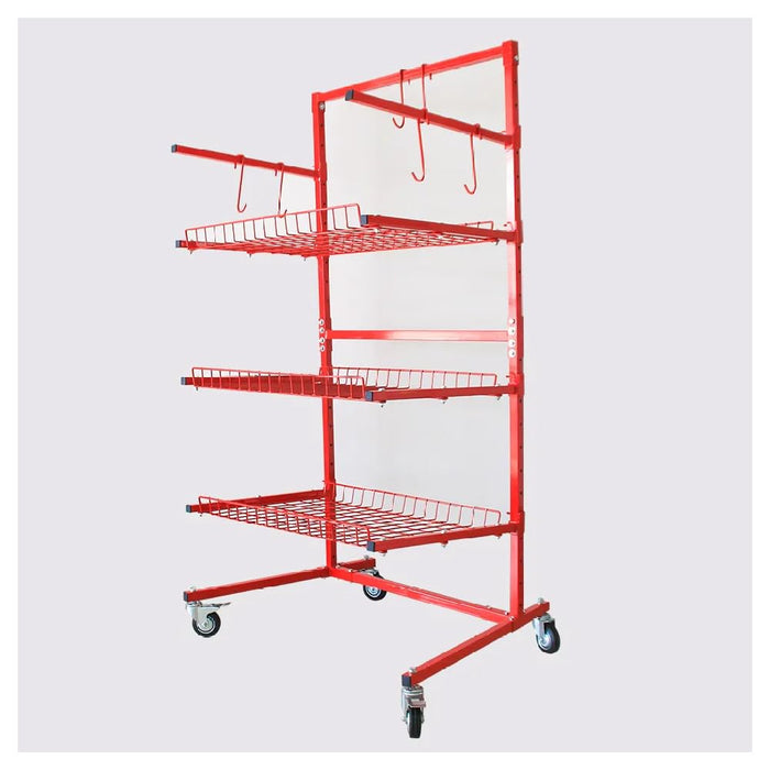 LAUCO Heavy Duty Parts Management Cart – 3-Shelf Rolling Tool Storage Rack with Locking Wheels, Industrial Metal Wire Shelving Unit for Garage, Workshop, Auto Shop, 31" x 41.5" x 74.5" - [7755 A & B]