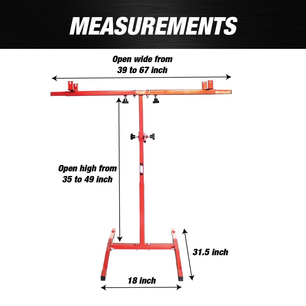LAUCO Automotive Adjustable Paint Stand T-Bar, Heavy-Duty Car Bumper, Fender & Panel Spray Rack with Secure Mount for Body Shop Use