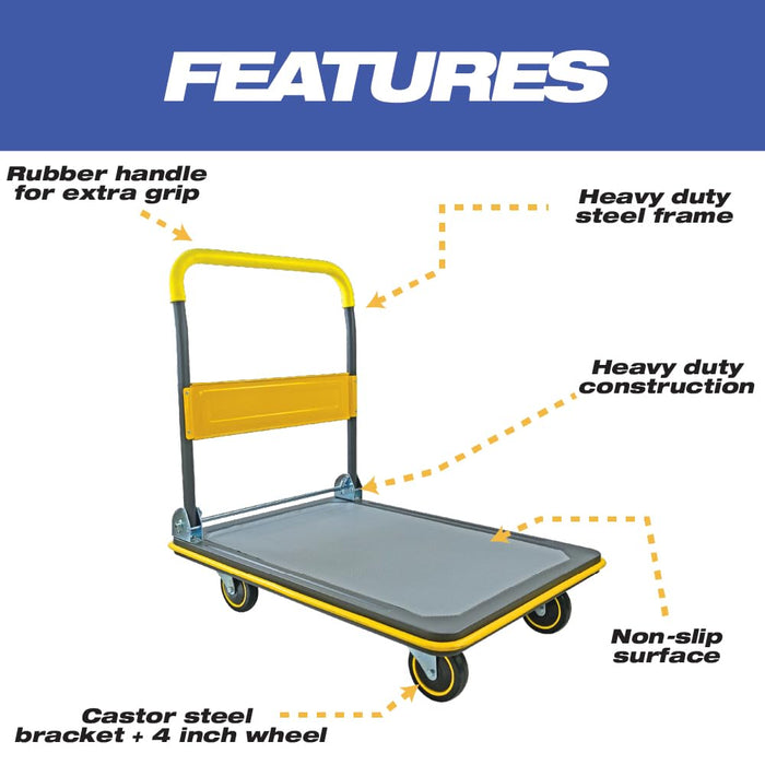 LAUCO Heavy Duty Foldable Push Cart Dolly, 330 lb Weight Capacity, Moving Platform Hand Truck, Foldable for Easy Storage and 360 Degree Swivel Wheels (330 Lbs) 17475
