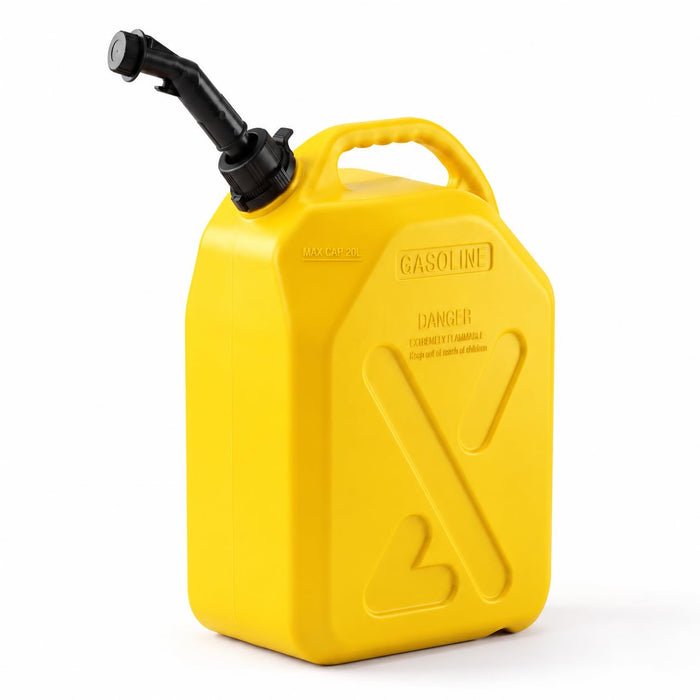 Gas Can 5 Gallon, Portable Fuel Container with Rotating Pour Spout, Carry Handle for Gasoline, Lawn Equipment, Garage and Outdoor Use (Yellow)