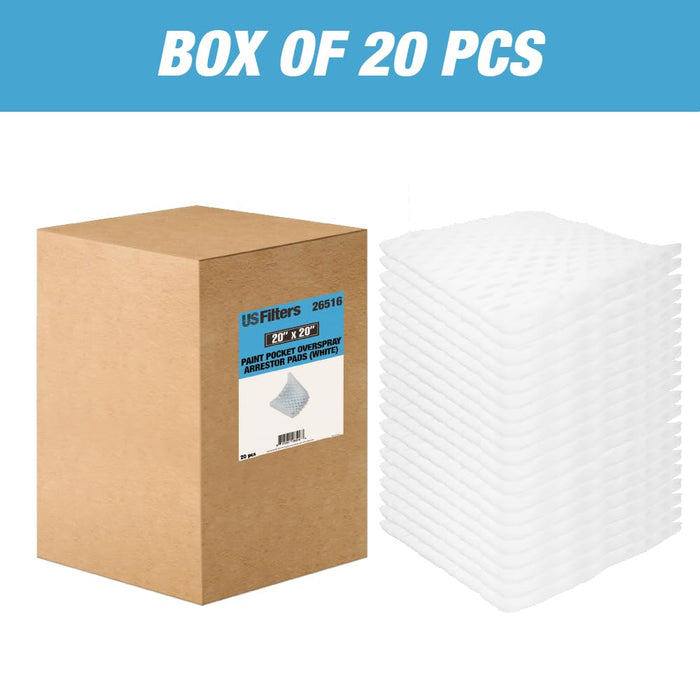 Paint Pocket Overspray Spray Booth Exhaust Filters 20 x 20 Inch (20 Pack) – High Capacity Paper Arrestor Pads for Automotive & Industrial Paint Booth Filtration 26516