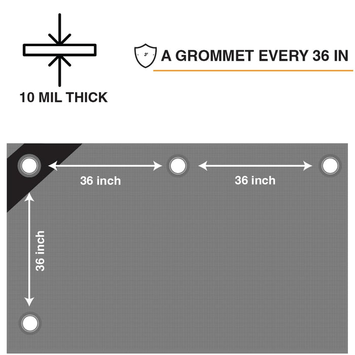 LAUCO Heavy Silver/Black Tarp - 40ft x 50ft - 10 MIL Multipurpose UV Resistant, Waterproof Protective Tarp Cover with Metal Grommets and Reinforced Edges - for Roof, Camping, Patio, Pool, Boat, Car