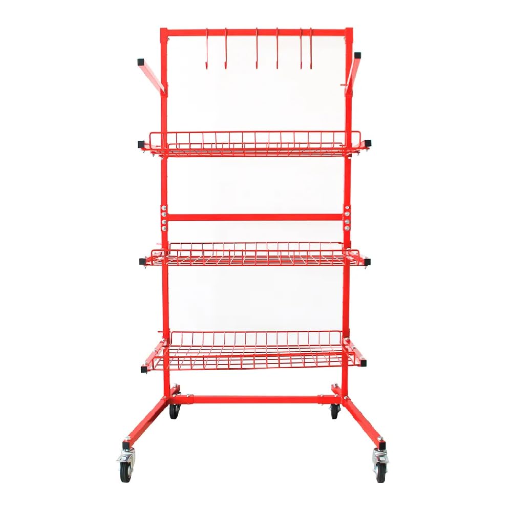 LAUCO Heavy Duty Parts Management Cart – 3-Shelf Rolling Tool Storage Rack with Locking Wheels, Industrial Metal Wire Shelving Unit for Garage, Workshop, Auto Shop, 31" x 41.5" x 74.5" - [7755 A & B]