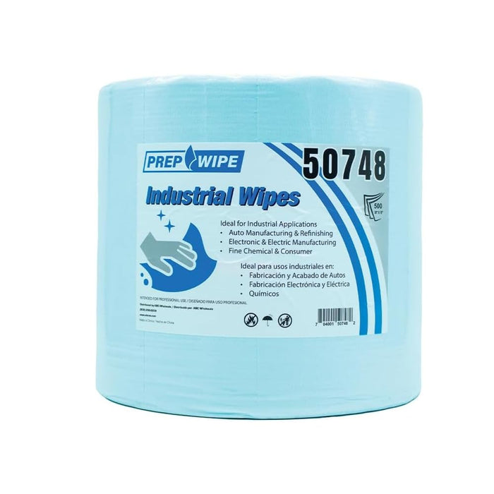 Prep Wipe Industrial Wipes, 500 Sheets per Roll, 10 x 15 Inch Heavy Duty Absorbent Cleaning Cloths for Automotive, Manufacturing, Electronics, Oil, Grease & Shop Cleaning, 50748