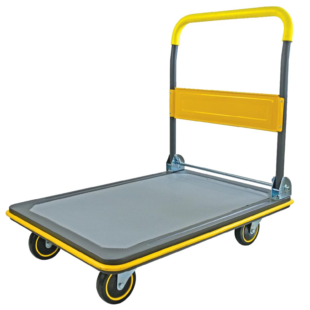 LAUCO Heavy Duty Foldable Push Cart Dolly, Flat Bed Cart, Push Dolly, Platform Cart w/Wheels, Moving Platform Hand Truck, Foldable for Easy Storage and 360 Degree Swivel Wheels, Flat Carts (660 Lbs)