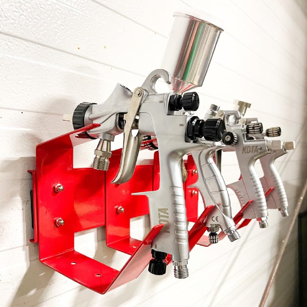 LAUCO Magnetic Paint Spray Gun Holder Stand, Holds 4 Gravity Feed - Attach to Spray Booth Wall, Paint Mix Room, Workstation Cabinet, Body Shop or Garage Wall