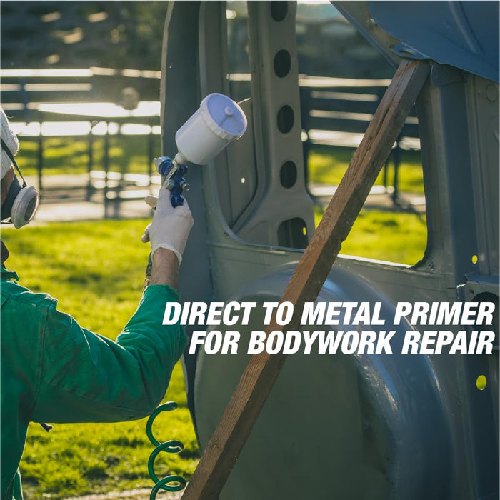 LAUCO All-In-One Direct-to-Metal (DTM) 2K Urethane Primer Surfacer Kit (Gray, 1 Liter) with Medium Hardener/Activator (8 oz Can) – High Build Filler/Sealer (4:1 Mix) 772
