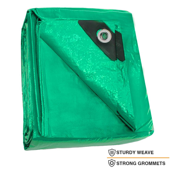 Heavy Duty Green Tarp - 18ft x 24ft - 5 MIL Multipurpose UV Resistant, Waterproof Protective Tarp Cover with Metal Grommets and Reinforced Edges - for Roof, Camping, Patio, Boat, Car 39109