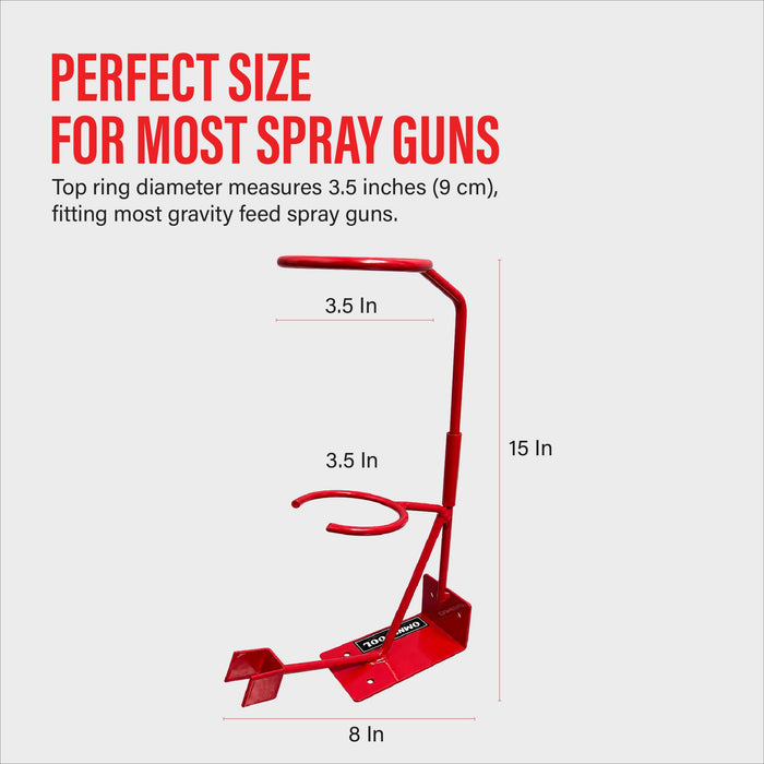 LAUCO Spray Paint Gun Holder, Gravity Spray Gun Holder Stand with Strainer Holder, Paint Gun Stand for Wall or Bench Mount, HVLP, Red (Without 250 Strainers, 2)