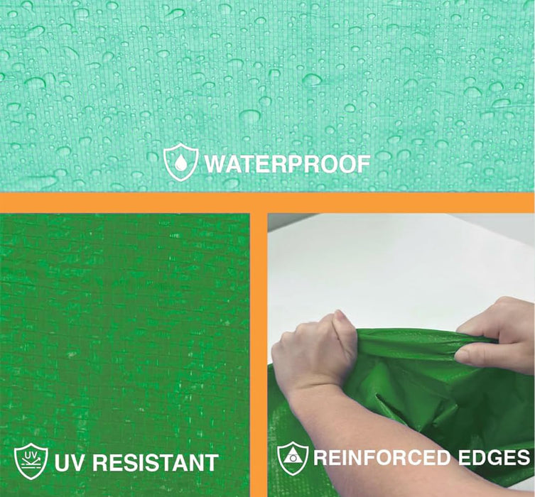 Heavy Duty Green Tarp - 24ft x 36ft - 5 MIL Multipurpose UV Resistant, Waterproof Protective Tarp Cover with Metal Grommets and Reinforced Edges - for Roof, Camping, Patio, Boat, Car 39111