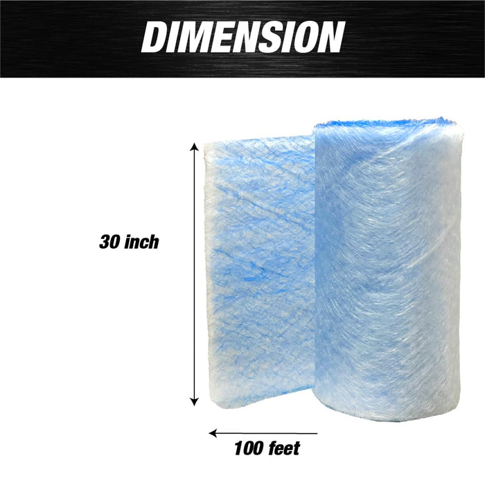 LAUCO Premium Paint Spray Booth Exhaust Filter Roll - 30 Inches x 100 Feet - 18 Gram Heavy-Duty Blue Fiberglass Paint Arrestor - Captures Traps Overspray Paint Particles in Autobody Booths 26462