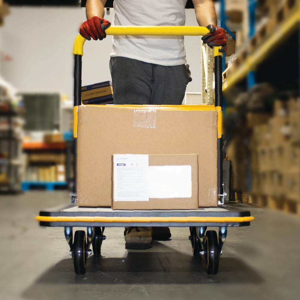 LAUCO Heavy Duty Foldable Push Cart Dolly, Flat Bed Cart, Push Dolly, Platform Cart w/Wheels, Moving Platform Hand Truck, Foldable for Easy Storage and 360 Degree Swivel Wheels, Flat Carts (660 Lbs)
