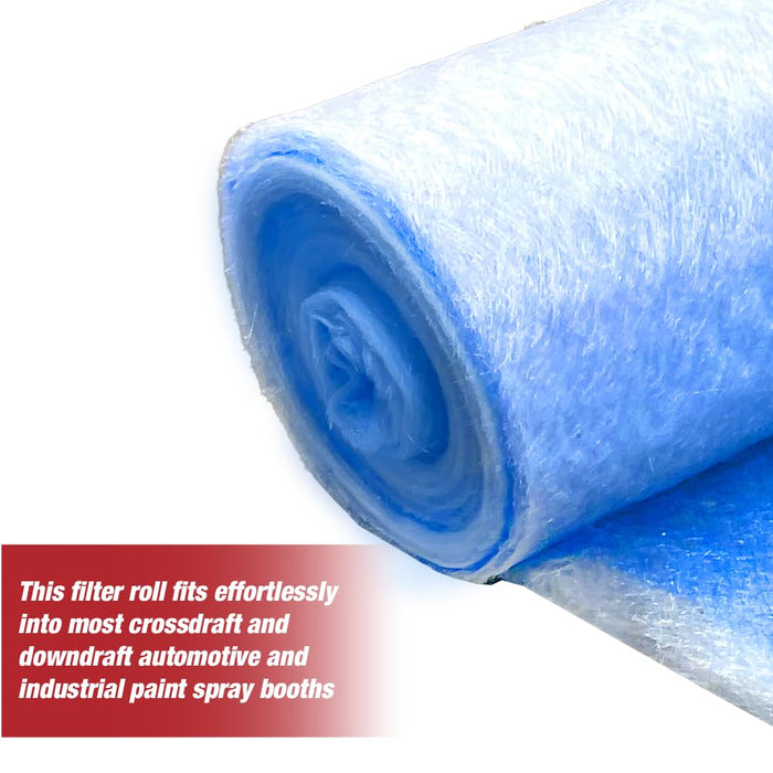 Lauco ﻿﻿Premium Paint Spray Booth Exhaust Filter Roll - 24 Inches x 100 Feet - 18 Gram Heavy-Duty Blue Fiberglass Paint Arrestor - Captures Traps Overspray Paint Particles in Autobody Booths 26456