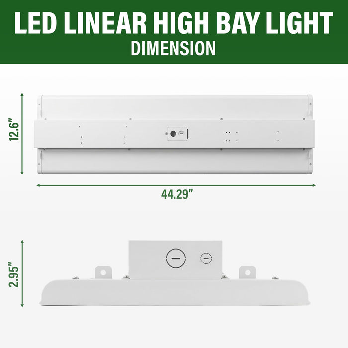 LAUCO LED Linear High Bay Light, 4FT 300/260/230w Selectable120-277V, Power 46,200LM, 4000k/5000k Adjustable with Built-in Occupancy Sensor Slots, UL Listed Certification, 2 Pack, 40297