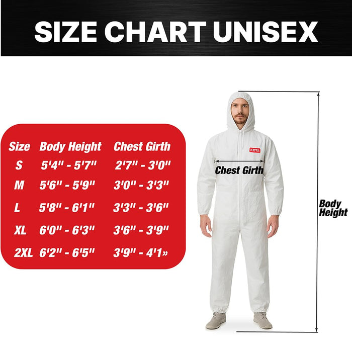 LAUCO White Polyester Reusable Paint Coverall Spray Suit with Hood – Lint Free, Water Resistant, Washable Protective Coverall with Elastic Waist and Wrist – XX-Large, Pack of 1