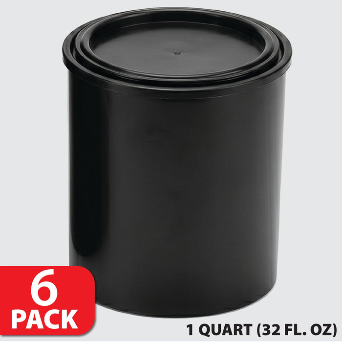 Plastic Paint Can Bucket 1QT Pack of 6, w/Lid Triple Lock Airtight Seal, Touchdown Bucket, Small Pail Triple-Lock Airtight Seal to Minimizing Skimming, Rust, Odor & Chemical Resistant