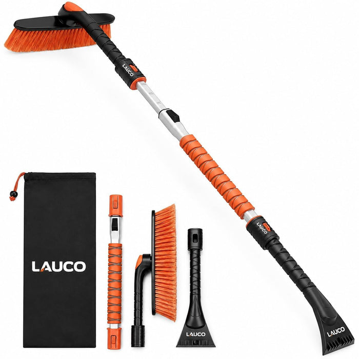 Omni Tools 5-in-1 Snow Removal Tool – Combines a Snow Brush, TPR Squeegee, ice Scraper, telescoping Handle, and 180° Rotating Brush Head in one Versatile Winter car Cleaning Tool.