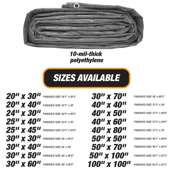 Heavy Silver/Black Tarp - 100ft x 100ft - 10 MIL Multipurpose UV Resistant, Waterproof Protective Tarp Cover with Metal Grommets and Reinforced Edges - for Roof, Camping, Patio, Pool, Boat, Car 17397
