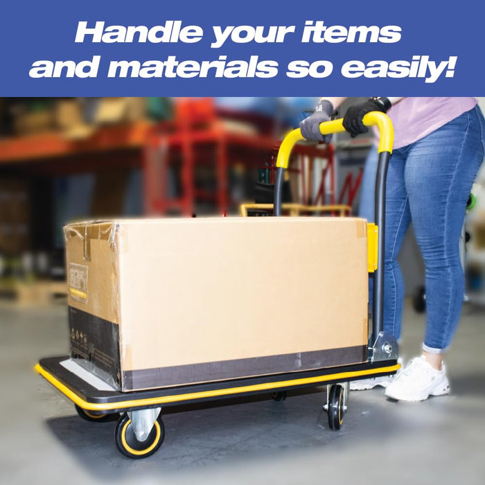 LAUCO Heavy Duty Foldable Push Cart Dolly, Flat Bed Cart, Push Dolly, Platform Cart w/Wheels, Moving Platform Hand Truck, Foldable for Easy Storage and 360 Degree Swivel Wheels, Flat Carts (660 Lbs)