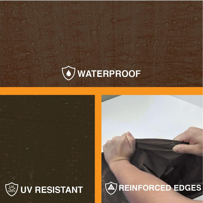 Heavy Duty Brown Tarp - 20ft x 40ft - 5 MIL Multipurpose UV Resistant, Waterproof Protective Tarp Cover with Metal Grommets and Reinforced Edges - for Roof, Camping, Patio, Boat, Car 38818