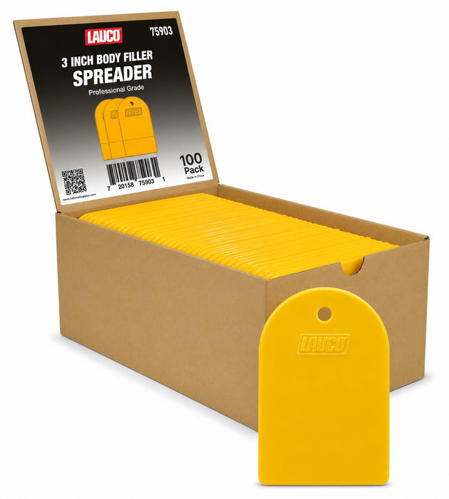 LAUCO Body Filler Spreaders 3 Inch, 100 Pack Reusable Plastic Auto Body Spreaders for Automotive Filler, Putty, Glaze, Caulk, Epoxy Resin and Paint 75903