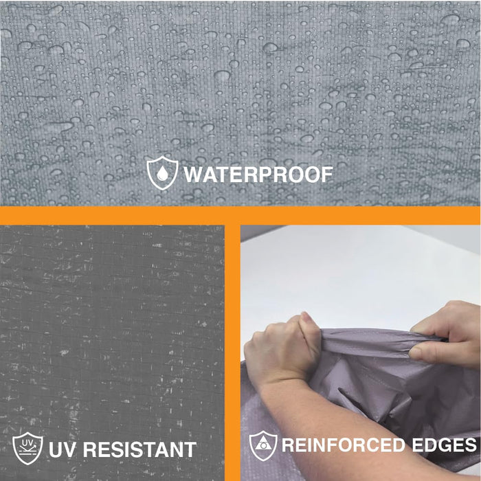 LAUCO Heavy Silver/Black Tarp - 50ft x 50ft - 10 MIL Multipurpose UV Resistant, Waterproof Protective Tarp Cover with Metal Grommets and Reinforced Edges - for Roof, Camping, Patio, Pool, Boat, Car