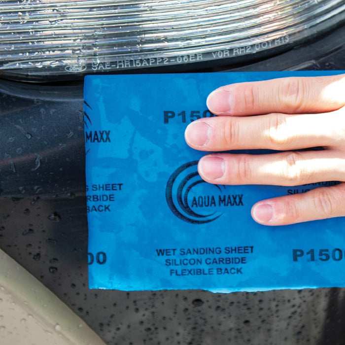 Aqua Maxx Wet Dry Sandpaper Sheets 1500 Grit, 50 Pack Waterproof Silicon Carbide Abrasive Paper, 9 x 5.5 Inch Fine Finishing Sanding Sheets for Automotive Paint Correction, Detailing, Metal