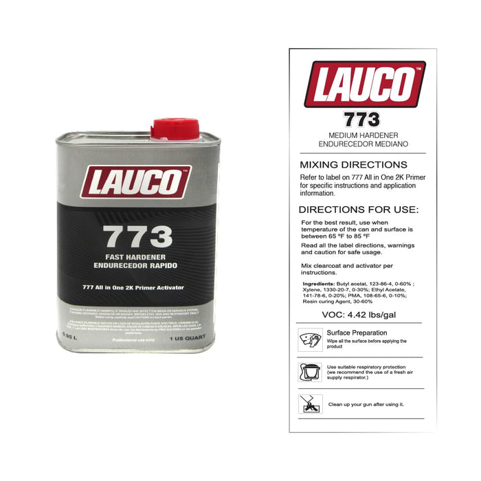 LAUCO All-In-One 2K Urethane DTM Primer Surfacer Kit | 1 Gallon Gray High-Build Sealer & Filler | Includes 1 Quart Fast Activator (4:1 Mix Ratio) | Automotive & Car Paint 773