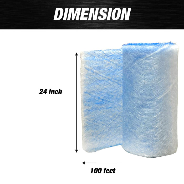 Lauco ﻿﻿Premium Paint Spray Booth Exhaust Filter Roll - 24 Inches x 100 Feet - 18 Gram Heavy-Duty Blue Fiberglass Paint Arrestor - Captures Traps Overspray Paint Particles in Autobody Booths 26456