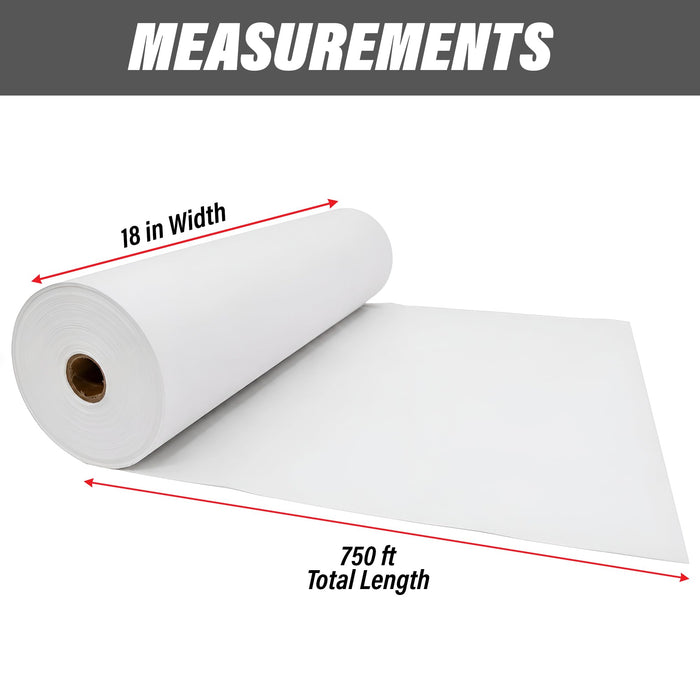 LAUCO White Masking Paper Automotive Painters Multi-Purpose 18” x 9000” (750') - Cover Automotive Surface, Packing, Moving, Gift Wrapping, Postal, Shipping, Parcel, Wall Art, Bulletin Boards 64728