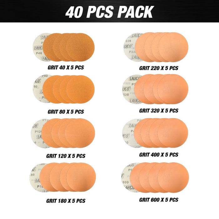Ceramic Sanding Discs 6 Inch 40 Pack, Hook and Loop Ceramic Sandpaper Discs, P40 P80 P120 P180 P220 P320 P400 P600 Assorted Grit for Wood, Metal, Paint, Plastic and Automotive Sanding 26500