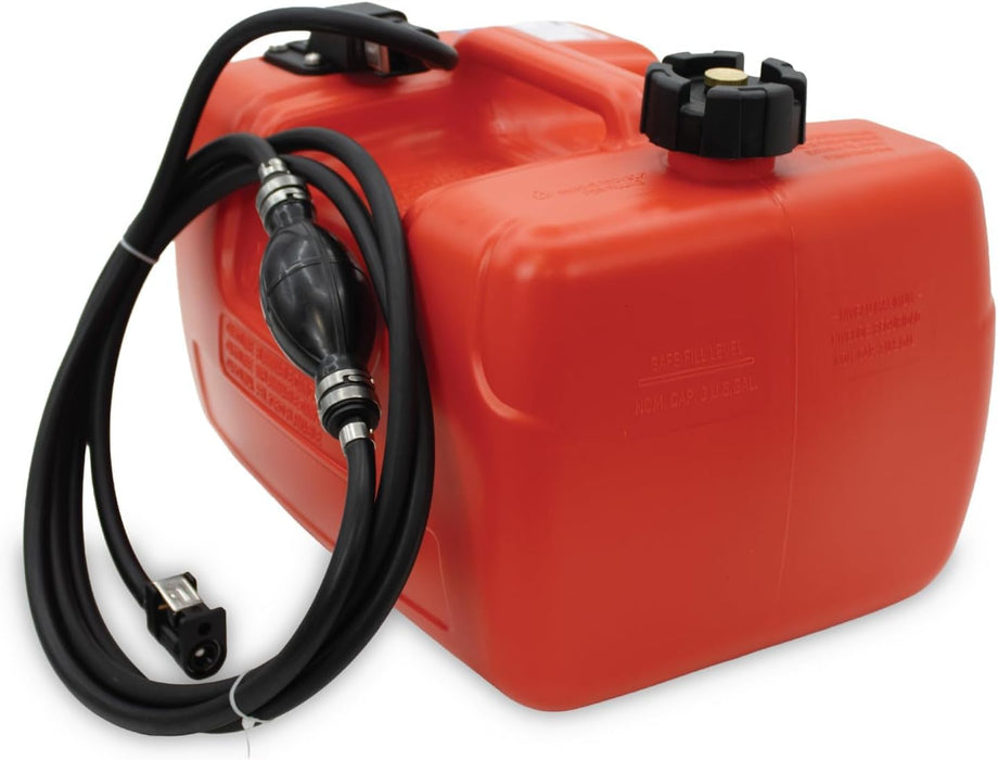 LAUCO Portable Marine Fuel Tank Caddy – 12 Liter Gas & Diesel Container with Transfer Hose and Nozzle, Mobile Fuel Storage for Boats, Docks, Farm, Shop & Garage 87238