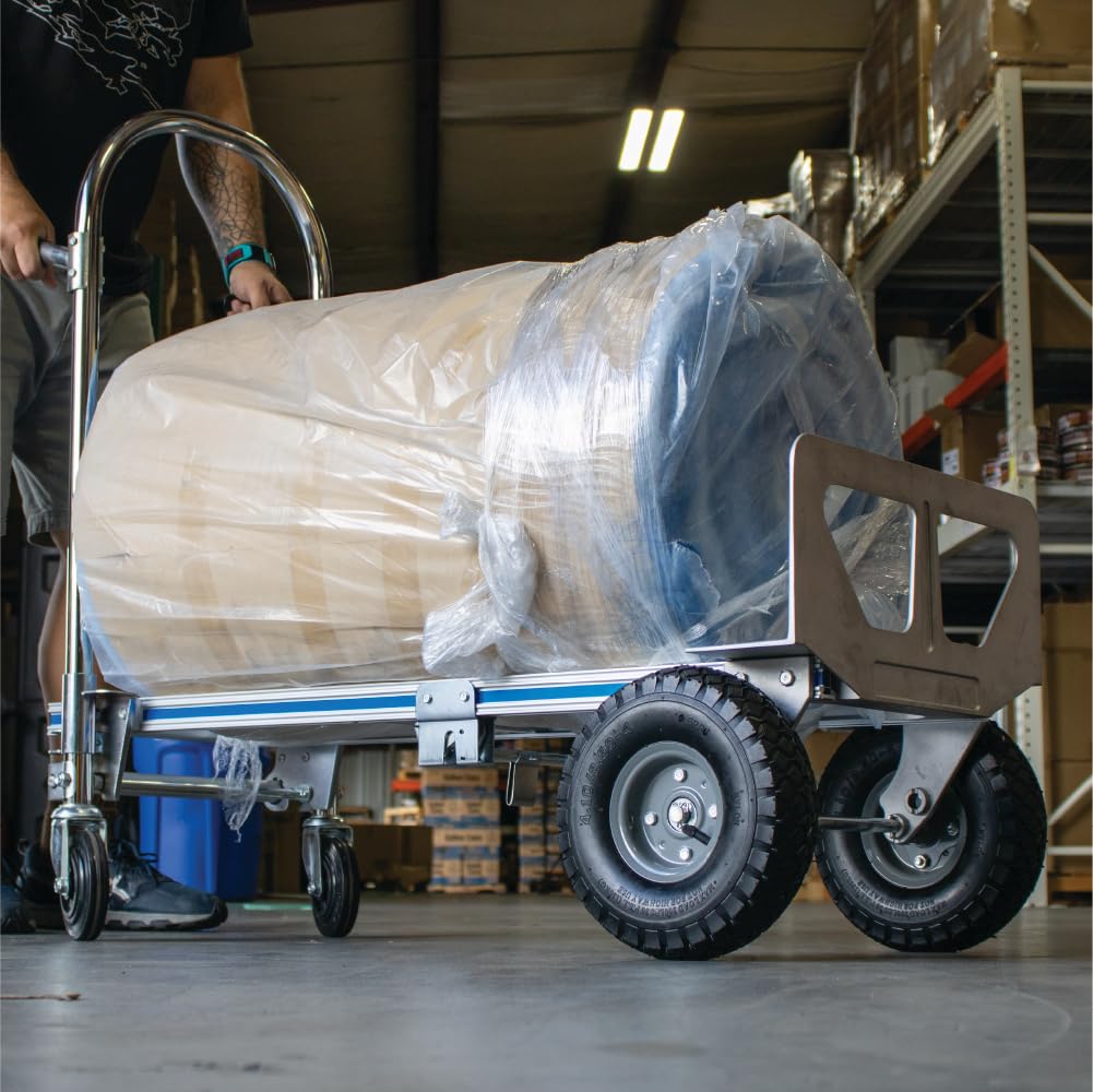 Aluminum Hand Truck and Dolly, 2 in 1 Design 550 Lbs Capacity, Lightweight Frame, Industrial Collapsible Cart, Dolly Cart with Rubber Wheels for Transport and Moving in Office, Warehouse, and More