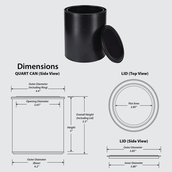Plastic Paint Can Bucket Set of 2Gal, 2Qt, w/Lid & Handle - Triple Lock Airtight Seal - Touchdown Bucket, Small Pail Triple-Lock Airtight Seal to Minimizing Skimming, Rust, Odor & Chemical Resistant