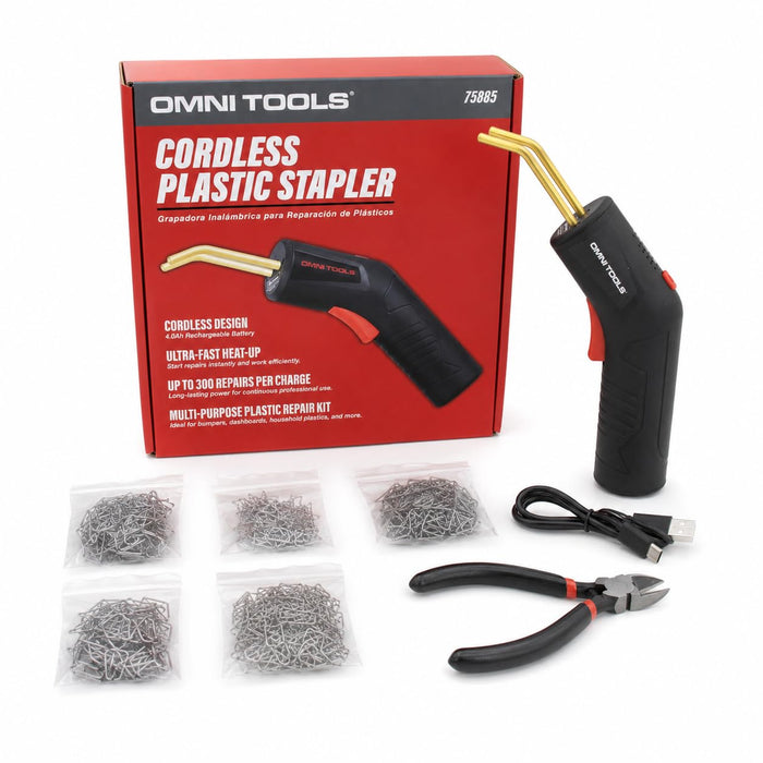 Cordless Hot Stapler Repair Kit, 4.0Ah Rechargeable Plastic Welder, USB-C Fast Charging, 800°C Hot Staple Gun for Automotive Bumper, Dashboard & Plastic Crack Repair