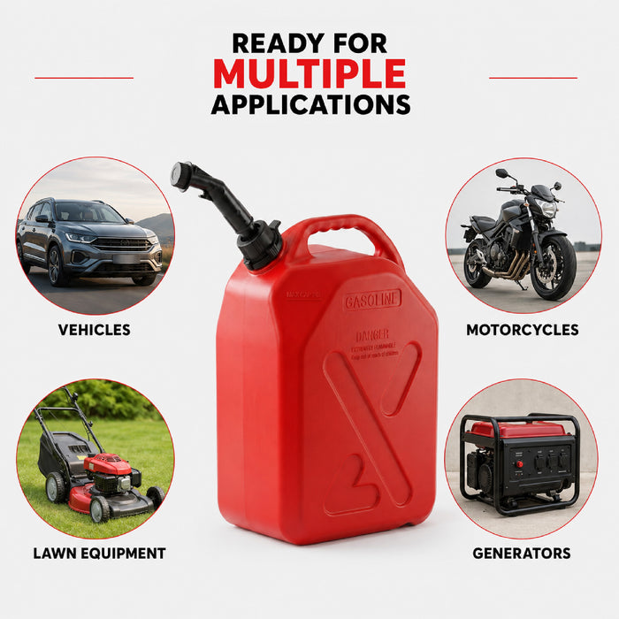Portable Fuel Tank, Gas Container, 5 Gallon Gas & Diesel Container with Transfer Hose and Nozzle, Mobile Fuel Storage for Boats, Docks, Farm, Shop & Garage