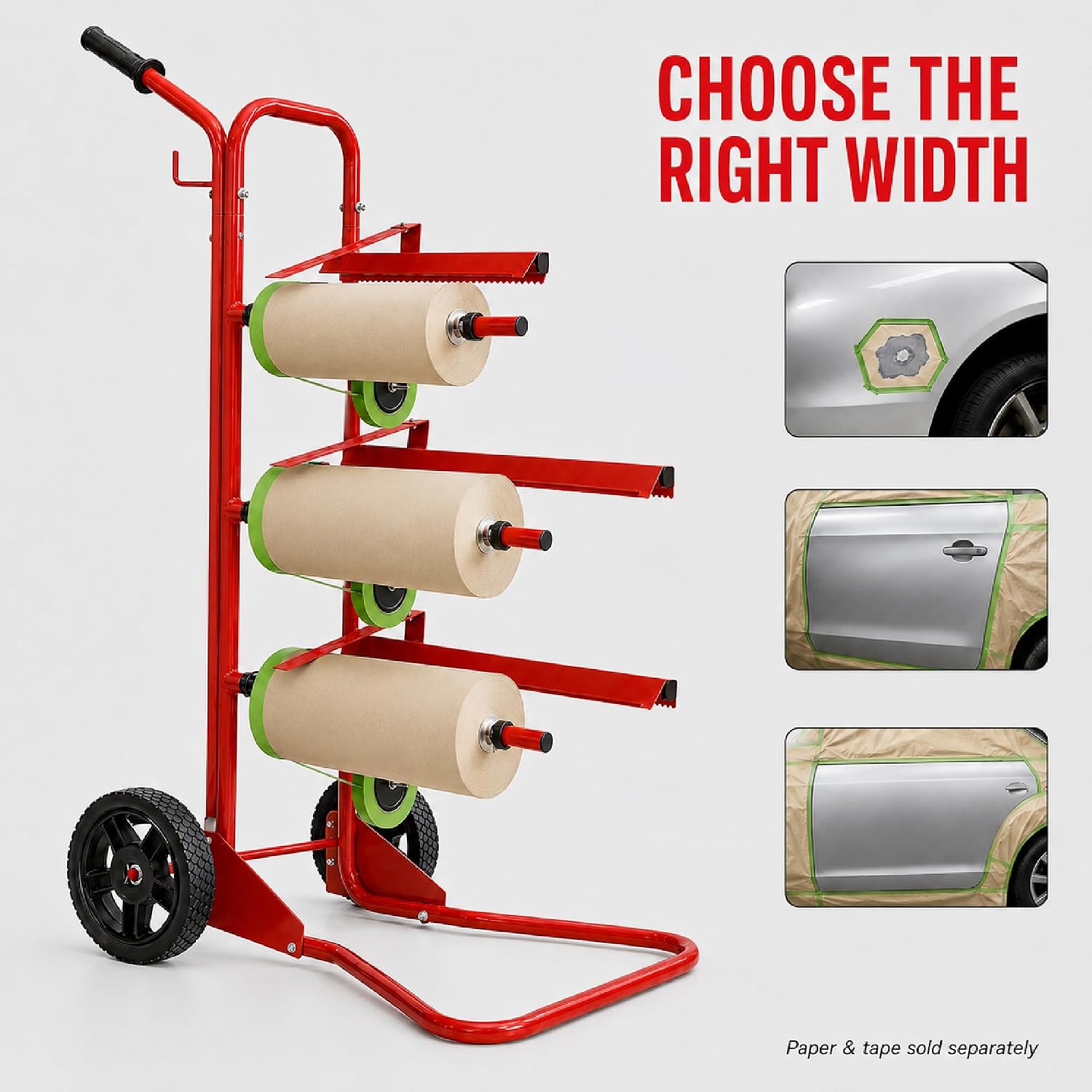 LAUCO Portable Slimline Mobile Masking Paper Machine Dispenser, Masking Machine Mobile Tree Style Mobile Masking Paper Station & Tape Dispenser Station, Stand Holds Multiple Rolls- (1680)