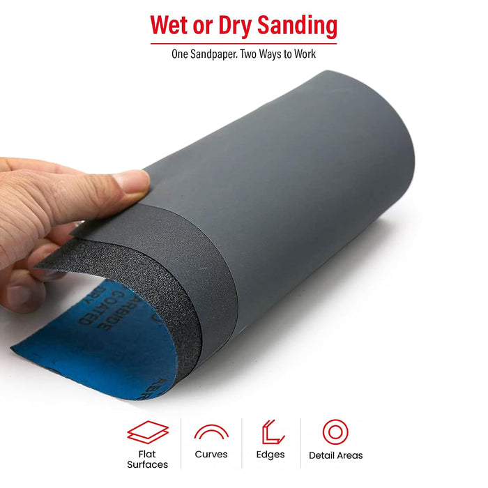 Aqua Maxx Wet Dry Sandpaper Sheets 2000 Grit, 50 Pack Waterproof Silicon Carbide Abrasive Paper, 9 x 5.5 Inch Ultra Fine Finishing Sanding Sheets for Automotive Paint Correction, Polishing, Metal