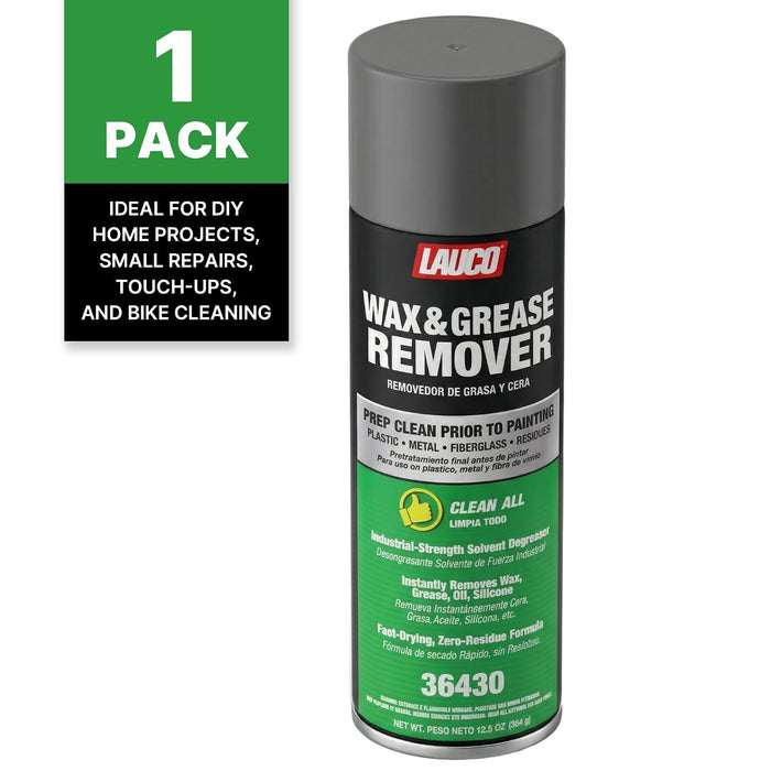 LAUCO Wax & Grease Remover Spray 13 oz, Pack of 1, Automotive Paint Prep Cleaner for Surface Preparation Before Primer, Paint & Clear Coat, Fast-Drying Formula, 36430
