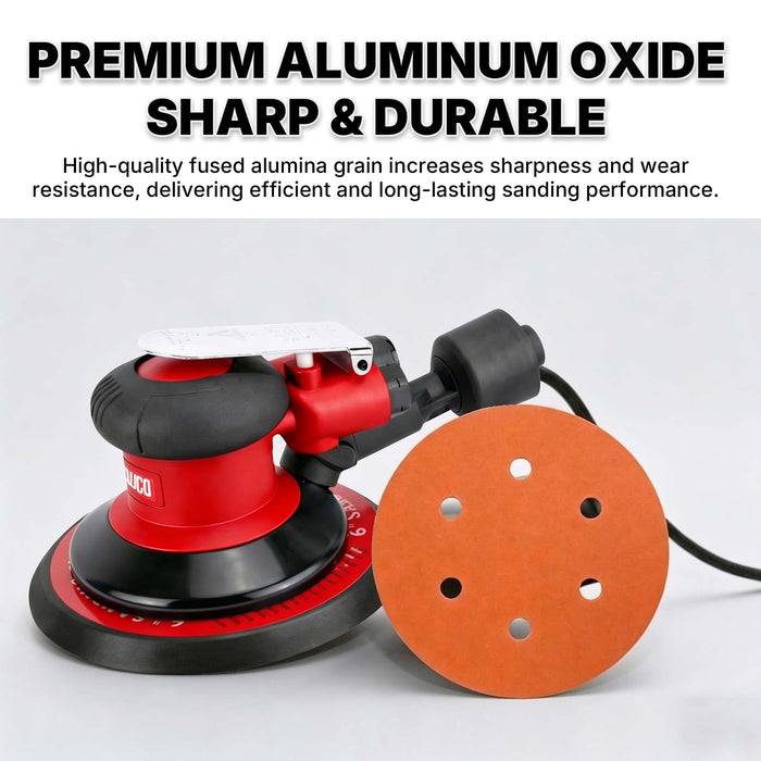 50 PCS 6 Inch 6 Hole Ceramic Sanding Discs P800, Hook and Loop Orbital Sandpaper, Heavy Duty Sandpaper for Wood, Metal, Automotive, Paint Removal