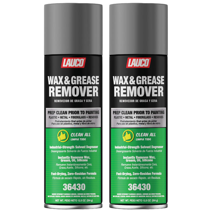 LAUCO Wax & Grease Remover Spray 13 oz, Pack of 2, Automotive Paint Prep Cleaner for Surface Preparation Before Primer, Paint & Clear Coat, Fast-Drying Formula, 36430