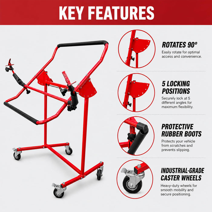 LAUCO Adjustable Bumper Repair Stand, Securely Holds Plastic Car Bumper Covers for Automotive Bodyshop Repair Multiple Angles 5 Locking Positions, Paint Bodywork, Wheels Sand, Prep, Spray Primer 08044