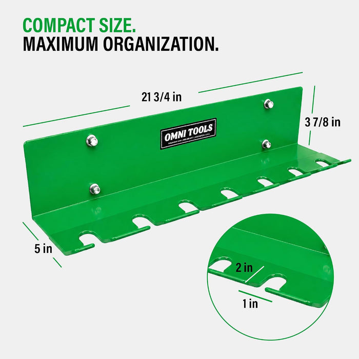 LAUCO Omni Tool Wall Mounted Paint Spray Gun Holder Holds 7 Guns without Cups or 4 with Cups, Heavy Duty Screw Mount Rack, Stable Scratch-Free Design, Green, 1 Pack 37509